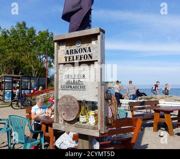 Cape Arkona téléphone auto-parle avec Corona aide d'urgence pour 3 euros, Vitt, Ruegen, Mecklenburg-Vorpommern, Allemagne Banque D'Images