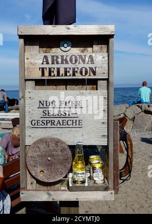 Cape Arkona téléphone auto-parle avec Corona aide d'urgence pour 3 euros, Vitt, Ruegen, Mecklenburg-Vorpommern, Allemagne Banque D'Images