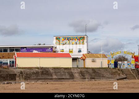 Coney Beach Porthcawl, entrée au parc des expositions. Porthcawl, Bridgend, pays de Galles du Sud, Royaume-Uni Banque D'Images