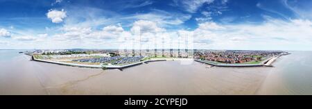 Vue aérienne de la mer de l'île canvey de Thorney Bay Plage dans l'essex, angleterre Banque D'Images