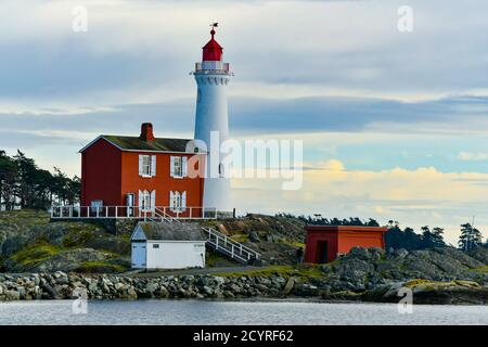 Phare de fort Rodd et lieu historique national de fort Rodd, Victoria (Colombie-Britannique) Canada Banque D'Images