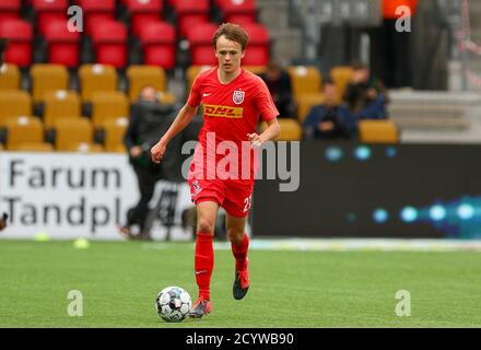 Farum, Danemark. 12 juillet 2020. Mikkel Damsgaard (27) du FC Nordsjaelland vu pendant le match 3F Superliga entre le FC Nordsjaelland et Aalborg Boldklub à droite de Dream Park à Farum. (Crédit photo: Gonzales photo - Rune Mathiesen). Banque D'Images