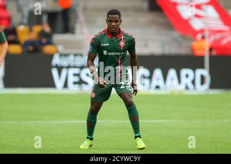 Farum, Danemark. 12 juillet 2020. Robert Kakeeto (23) d'Aalborg Boldklub vu pendant le 3F Superliga match entre le FC Nordsjaelland et Aalborg Boldklub à droite de Dream Park à Farum. (Crédit photo: Gonzales photo - Rune Mathiesen). Banque D'Images