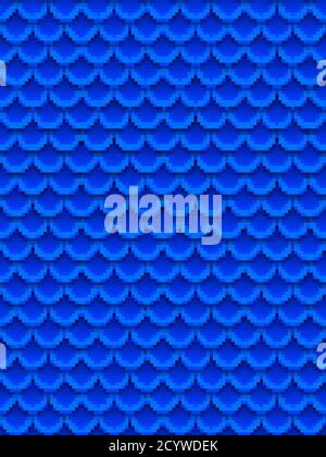 Motif sans couture des écailles de poisson bleues colorées. Écailles de poisson, peau de dragon, carpe japonaise, peau de dinosaure, boutons, reptile, peau de serpent, bardeaux. Illustration de Vecteur