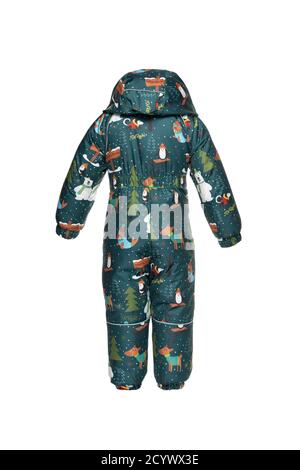 Odessa, UKRAINE - octobre. 2, 2020. Dorechi, pôle Nord - Snowsuit, vêtements d'hiver pour enfants pour marcher avec cagoule, vue arrière, arrière isolé blanc Backgrou Banque D'Images