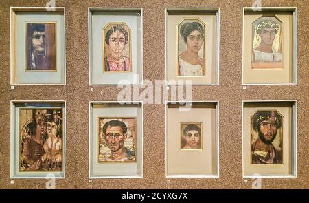 Portraits de la momie Fayum au musée Pouchkine, Moscou, Russie. Banque D'Images