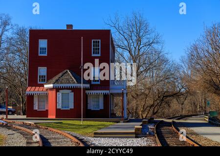 Hanover Junction, PA, États-Unis - février 28. 2016: Le président Abraham Lincoln s'est arrêté à la gare de Hanovre et a changé de chemin de fer pendant qu'il se rendait à G Banque D'Images