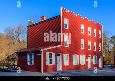 Hanover Junction, PA, États-Unis - février 28. 2016: Le président Abraham Lincoln s'est arrêté à Hanover Junction et a changé de chemin de fer pendant qu'il se rendait à Gettysbur Banque D'Images