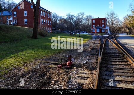 Hanover Junction, PA, États-Unis - février 28. 2016: Hanover Junction Station est le sud du comté de York a été un échange pour les chemins de fer tôt. Banque D'Images