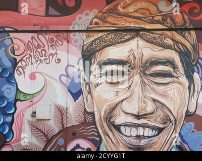 SURAKARTA, CENTRE DE JAVA INDONÉSIE - 01 OCTOBRE 2020 : GRAFFITI DU PRÉSIDENT JOKO WIDODO. INDONÉSIE PRÉSIDENT DE LA RÉPUBLIQUE Banque D'Images