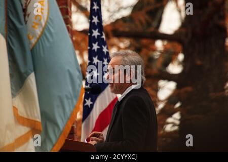 Gettysburg, PA, États-Unis - novembre 11. 2012 : le célèbre réalisateur Steven Spielberg parle à l’événement annuel commémorant l’allocution de Lincoln au Soldi Banque D'Images