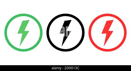 Jeu d'icônes de boulon d'éclair. Vecteur de puissance électrique simple logo vecteur isolé Illustration de Vecteur