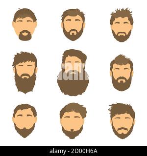 Vector hommes coiffure, illustration, cheveux sur fond blanc isolé. Illustration de Vecteur