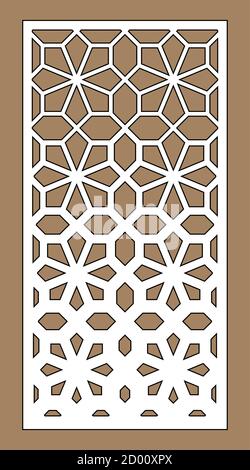 Motif décoratif CNC, design jali, élément intérieur. Islamique , arabe découpé au laser . Écran pare-soleil, modèle de clôture de confidentialité. Panneau vectoriel découpé au laser Illustration de Vecteur