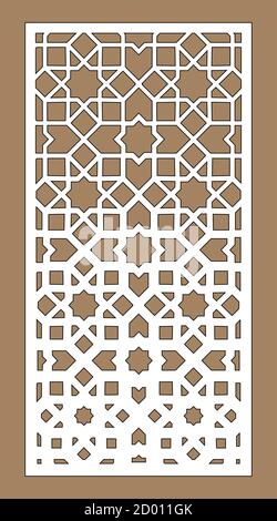 Motif décoratif CNC, design jali, élément intérieur. Islamique , arabe découpé au laser . Écran pare-soleil, modèle de clôture de confidentialité. Panneau vectoriel découpé au laser Illustration de Vecteur