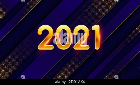 Nouveau contexte de vacances de 2021 ans. Holiday violet vector background of Golden Numbers 2021 and Sparkling pattern Illustration de Vecteur