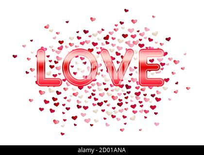 Concept de la Saint-Valentin avec coeur rose, violet, perle jaillit et l'amour lettrage. Magnifique arrière-plan abstrait pour le 14 février Illustration de Vecteur