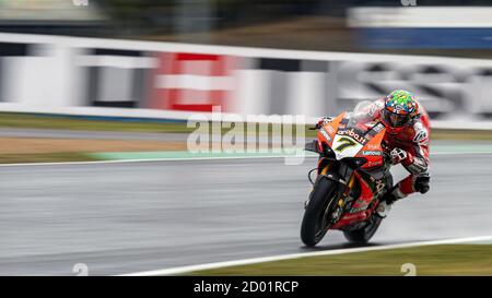 Francia, Magny cours, Italie. francia 2020, magny cours, Italie, 25 septembre 2020, 7 Chazz Davies Ducati Panigale V4 R .ARUBA.IT Racing - Ducati.Rain weather au cours de la ronde 7 Pirelli French Round 2020 - World Superbike - SBK - Credit: LM/Otto Moretti Credit: Otto Moretti/LPS/ZUMA Wire/Alay Live News Banque D'Images