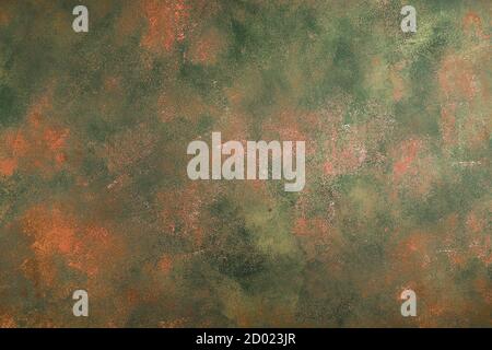 Arrière-plan abstrait orange-vert avec rayures blanches dans le style grunge. Banque D'Images