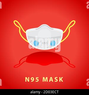 N95 masque de protection, protection médicale contre la pollution et COVID-19, UN masque de protection robuste, basé sur un filtre, de sécurité industrielle standard Illustration de Vecteur