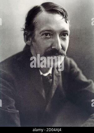 ROBERT LOUIS STEVENSON (1850-1894) romancier, poète et écrivain écossais, photographié par Henry Barnett en 1893 Banque D'Images