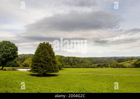 Vue sur la vallée de la Ceiriog depuis Bron y Garth. Une vallée près de la frontière galloise anglaise juste au sud de Wrexham Banque D'Images