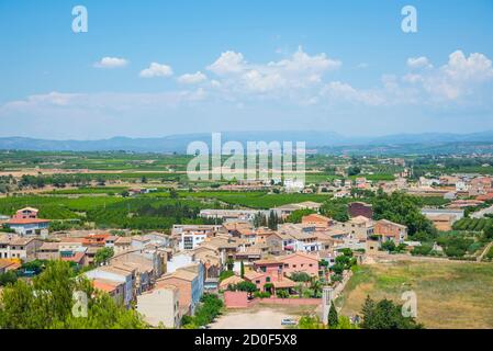 La vue du château de Miravet sur la rivière Ebre, Catalogne Banque D'Images