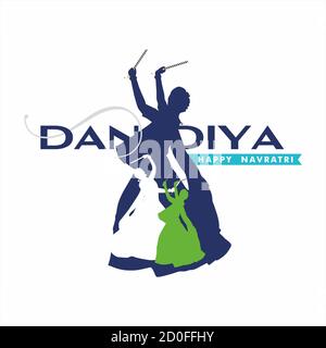 Dandiya Banner - Femme jouant Dandiya Dance - un Indien Festival Banque D'Images