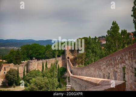 Passeig de la Muralla, Gérone Banque D'Images