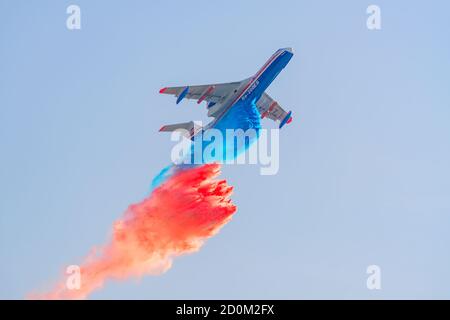 ZHUKOVSKY, RUSSIE - 01 SEPTEMBRE 2019 : Beriev be-200 lutte aérienne contre les incendies pour un vol de démonstration Banque D'Images