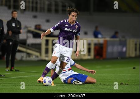 Federico Chiesa (ACF Fiorentina) dans azione pendant Fiorentina vs Sampdoria, football italien Serie A match, Florence, Italie, 02 octobre 2020 Banque D'Images