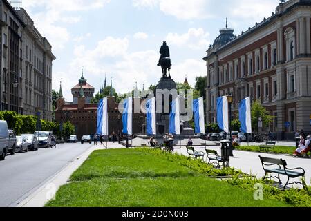 CRACOVIE / POLOGNE - 06 JUIN 2019 : vue sur la place Jan Matejko, Cracovie Banque D'Images