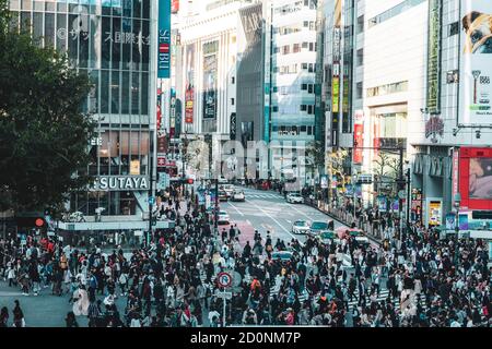 Traversée de Shibuya à Tokyo Banque D'Images