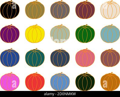 Halloween vector illustration citrouilles multicolores sur fond blanc Illustration de Vecteur