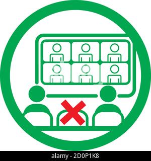 Les employés de bureau lors de réunions hybrides en maintenant la distance sociale pendant le Covid 19 pansémie de la maladie Illustration de Vecteur