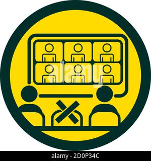 Les employés de bureau lors de réunions hybrides en maintenant la distance sociale pendant le Covid 19 pansémie de la maladie Illustration de Vecteur