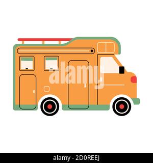 Camping camping-car coloré. La bande-annonce de retour à la maison. Voiture de loisirs. Concept de voyage de vacances. Mobile home pour les loisirs en dehors de la ville et les loisirs en plein air Illustration de Vecteur