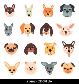 Ensemble de chiens mignons. Illustration vectorielle sur un arrière-plan blanc isolé Illustration de Vecteur