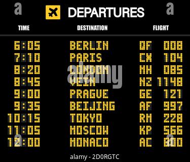 Tableau de bord de l'aéroport selon le planning mécanique. Illustration vectorielle Illustration de Vecteur