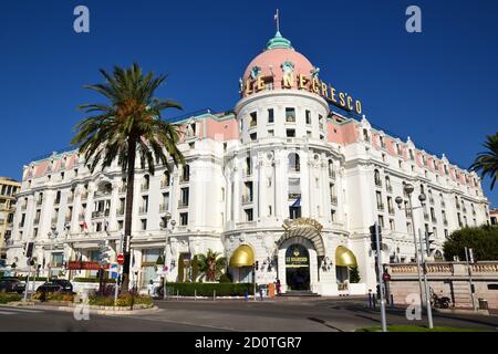 France, côte d'azur, Nice, le palais du Negresco est un hôtel de luxe avec 121 chambres et 21 suites, situé sur la Promenade des Anglais. Banque D'Images