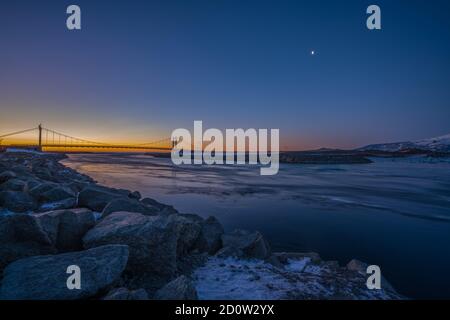 Pont de la lagune de diamant Jökulsárlón à Sunrise Banque D'Images