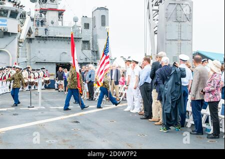 Boston, Massachusetts. 13 juin 2017. Naviguez à Boston. Photographié de l'USS Whidbey Island. Banque D'Images