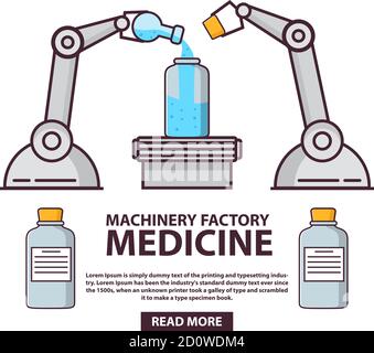 Laboratoire médical. Convoyeur de médicaments à bras robotisé. Robotique industrielle. Illustration de Vecteur