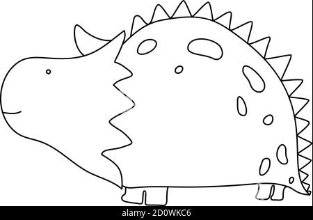 Petit dinosaure mignon ligne. Illustration vectorielle pour colorier une image de dessin de dessin dessin . Image dino enfant isolée sur blanc. Reptile de bébé monstre pour l'impression Illustration de Vecteur