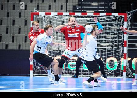 Aalborg, Danemark. 03ème octobre 2020. Henrik Mollgaard (21) du Handball d'Aalborg vu dans le match de la Ligue danoise de Handball entre le Handball d'Aalborg et le Handball de Skanderborg à la Jutlander Bank Arena d'Aalborg. (Crédit photo : Gonzales photo/Alamy Live News Banque D'Images