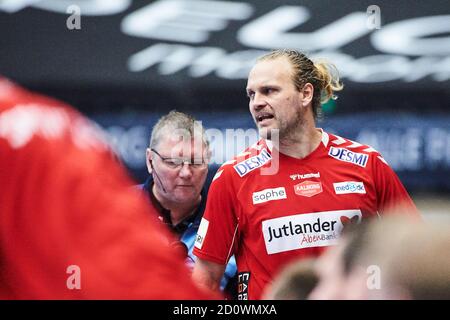 Aalborg, Danemark. 03ème octobre 2020. Henrik Mollgaard (21) du Handball d'Aalborg vu dans le match de la Ligue danoise de Handball entre le Handball d'Aalborg et le Handball de Skanderborg à la Jutlander Bank Arena d'Aalborg. (Crédit photo : Gonzales photo/Alamy Live News Banque D'Images