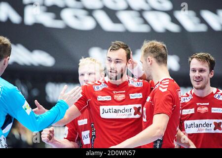 Aalborg, Danemark. 03ème octobre 2020. Nikolaj Laeso (13) du Handball d'Aalborg vu dans le match de la Ligue danoise de Handball entre le Handball d'Aalborg et le Handball de Skanderborg au Jutlander Bank Arena d'Aalborg. (Crédit photo : Gonzales photo/Alamy Live News Banque D'Images