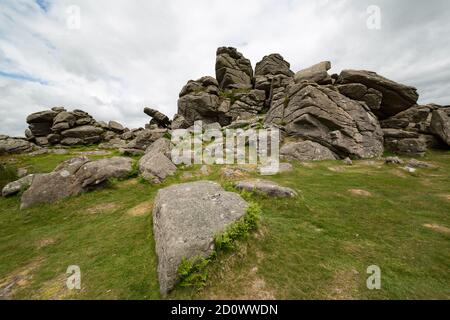 Formation rocheuse Hound Tor à Dartmoor, Devon, Royaume-Uni Banque D'Images