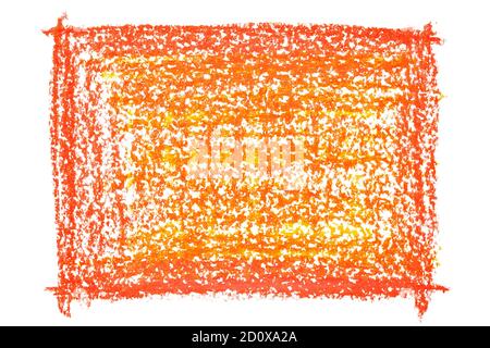 Rectangle de crayon rouge par traits isolés sur fond blanc. Texture dessinée à la main Banque D'Images