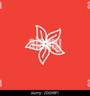 Icône ligne de fleurs sur fond rouge. Illustration du vecteur de style plat rouge. Illustration de Vecteur